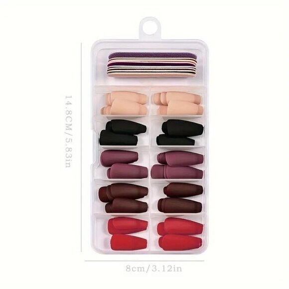 120pcs Mixed Color Matte Ballet Press-On Nails Medium Length - Picture 3 of 4